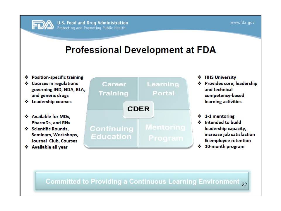 professional devt FDA