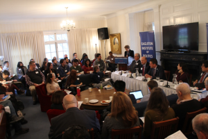 Institute director Ruth B. Mandel announced the Eagleton Science and Politics Fellowship during a gathering of Scientists in Politics, featuring Rutgers University-New Brunswick Chancellor Christopher Molloy, physicist and New Jersey Assemblyman Andrew Zwicker, March for Science co-founder and national co-chair Dr. Caroline Weinberg, and Princeton University Professor Sam Wang.